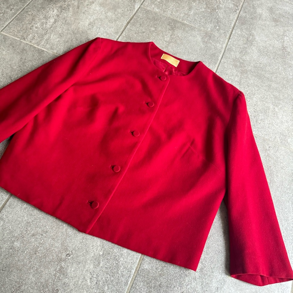 Red Pendleton Button Down 100% Wool Blazer Jacket… - image 5